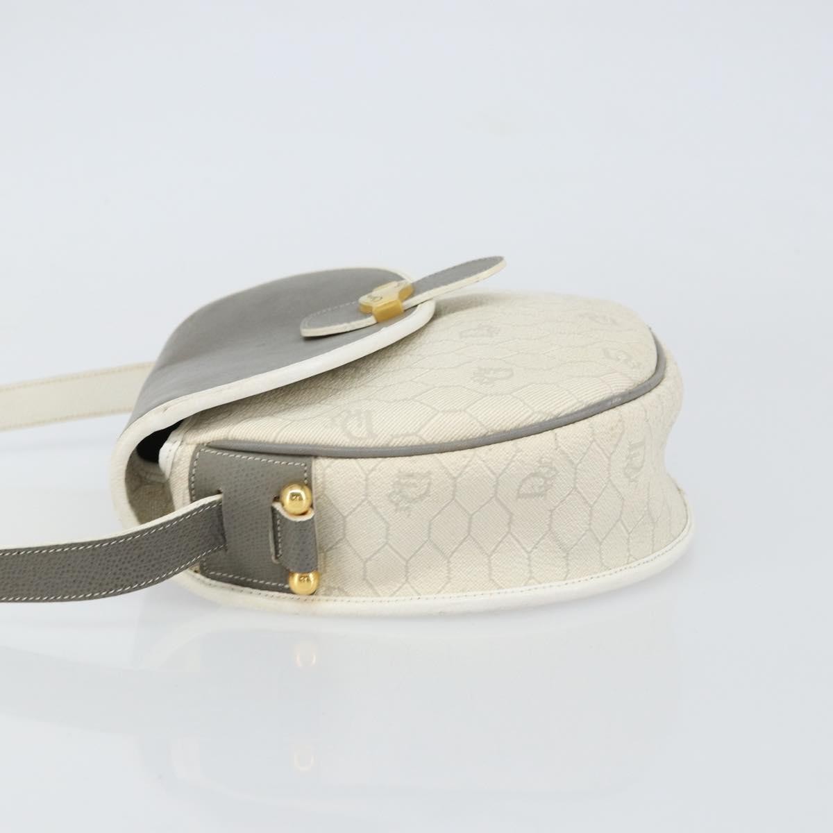 Christian Dior Vintage Honeycomb Flap Crossbody Bag White Canvas Good condition - Model View