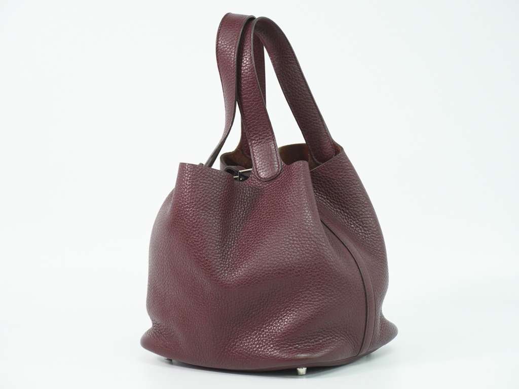 Hermès Picotin Lock Bag Burgundy Leather Good condition - Back View