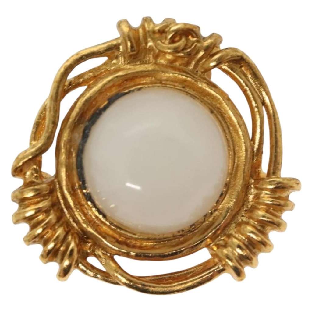 Chanel Vintage CC Earrings Gold Metal Good condition - Back View