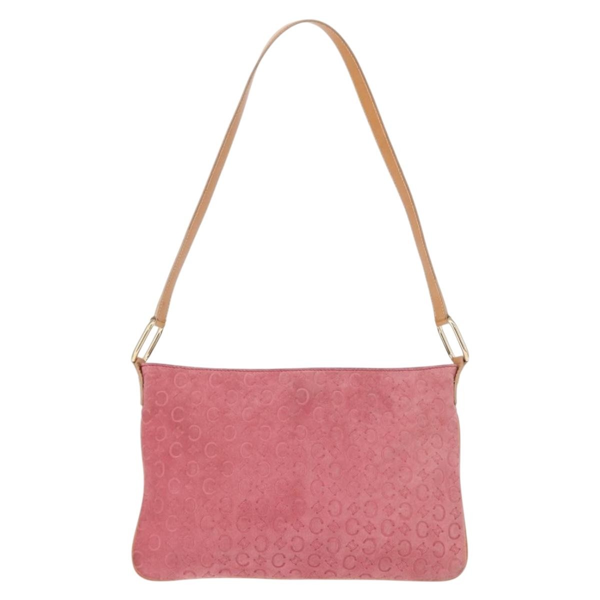 Celine C Macadam Shoulder bag Pink Suede Good condition - Back View