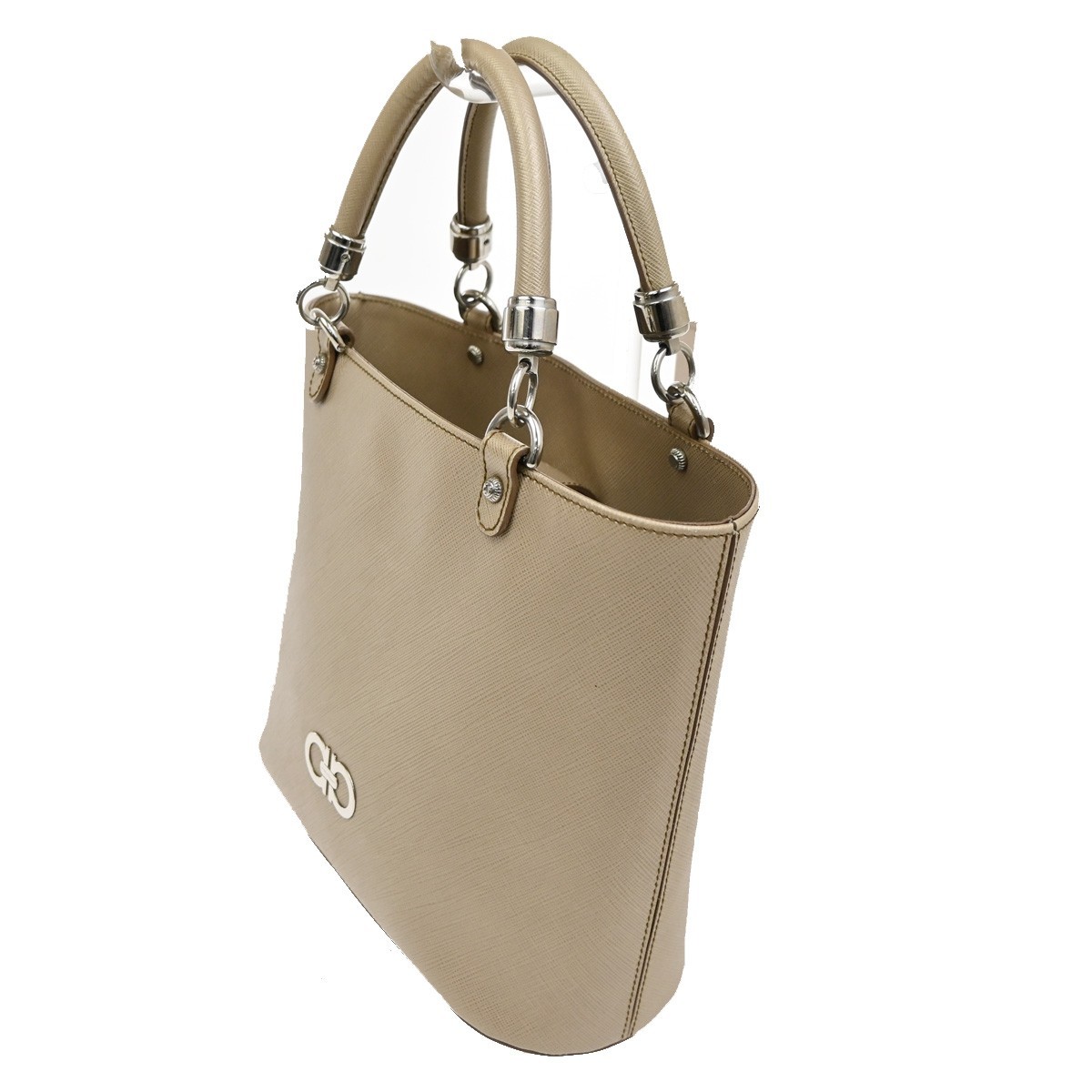 Salvatore Ferragamo Gancini handbag Beige Leather Good condition - Inside View