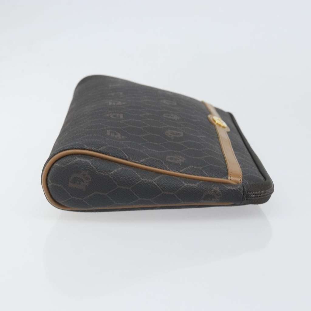 Christian Dior Vintage Honeycomb Zip Pouch Black Canvas Good condition - Inside View