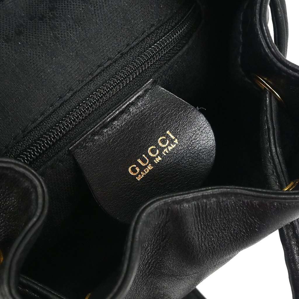 Gucci Vintage Bamboo Backpack Black Leather Good condition - Inside View