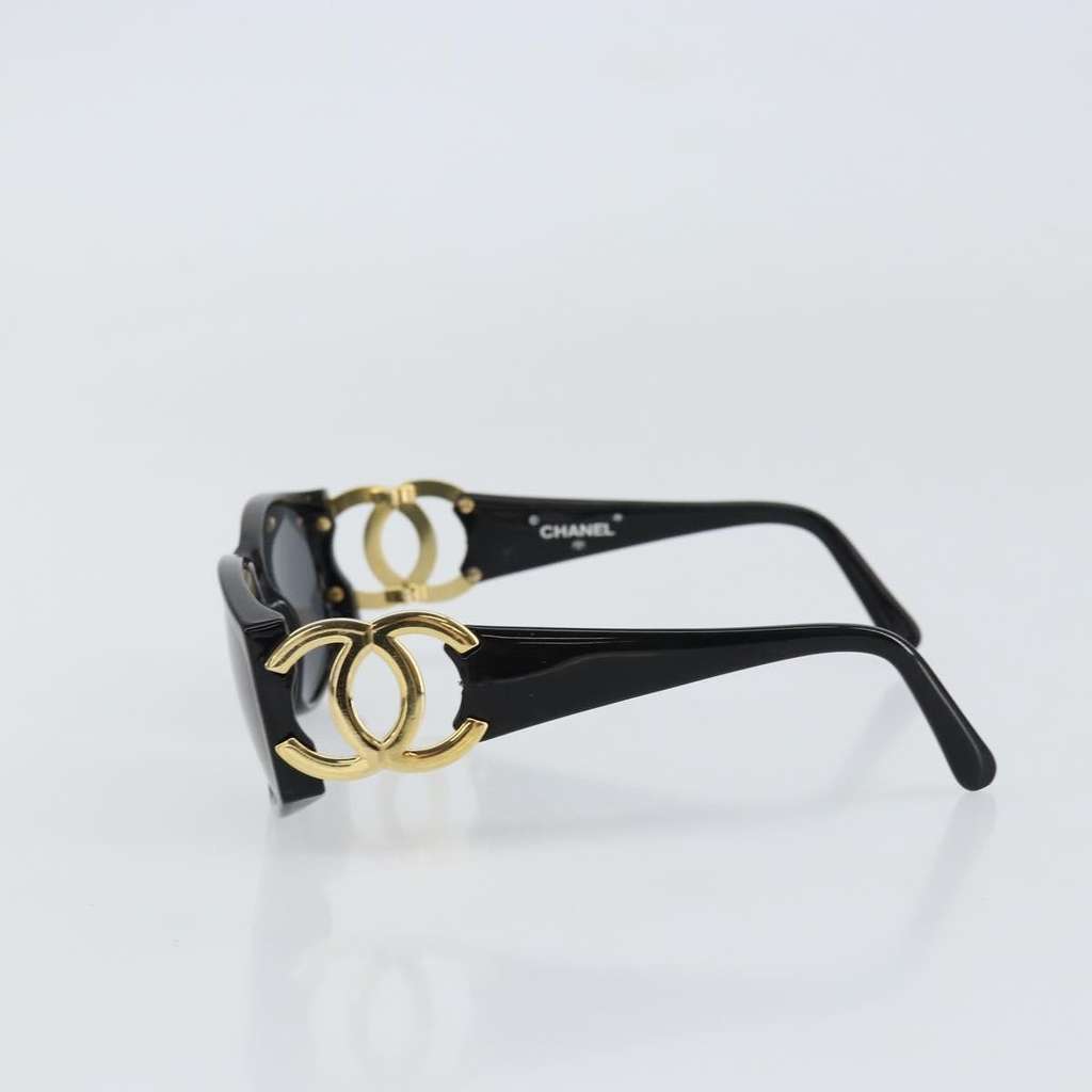Chanel Logo CC Sunglasses Black Plastic Good condition - Inside View