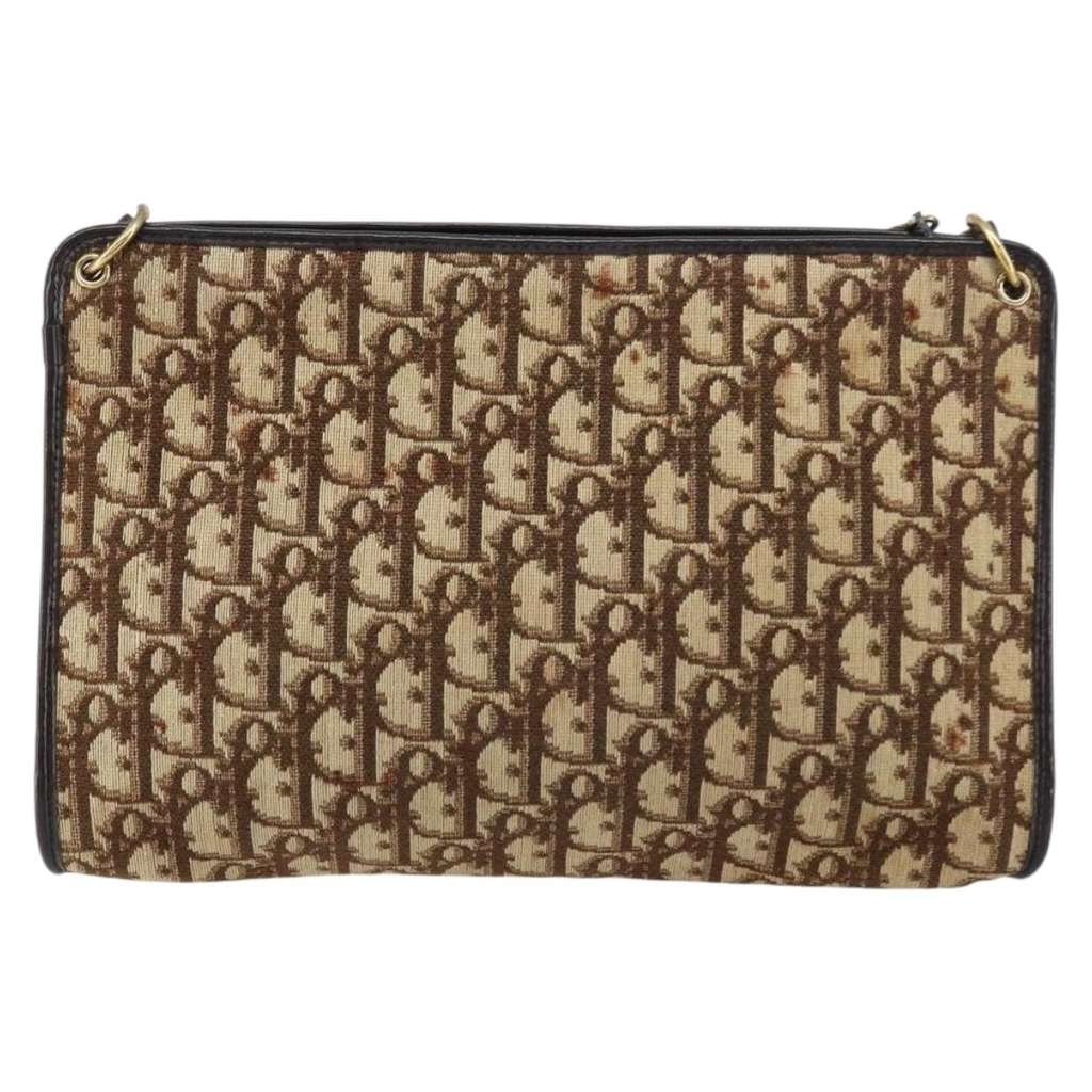 Christian Dior Vintage Trotter Shoulder Bag Beige Canvas Good condition - Back View