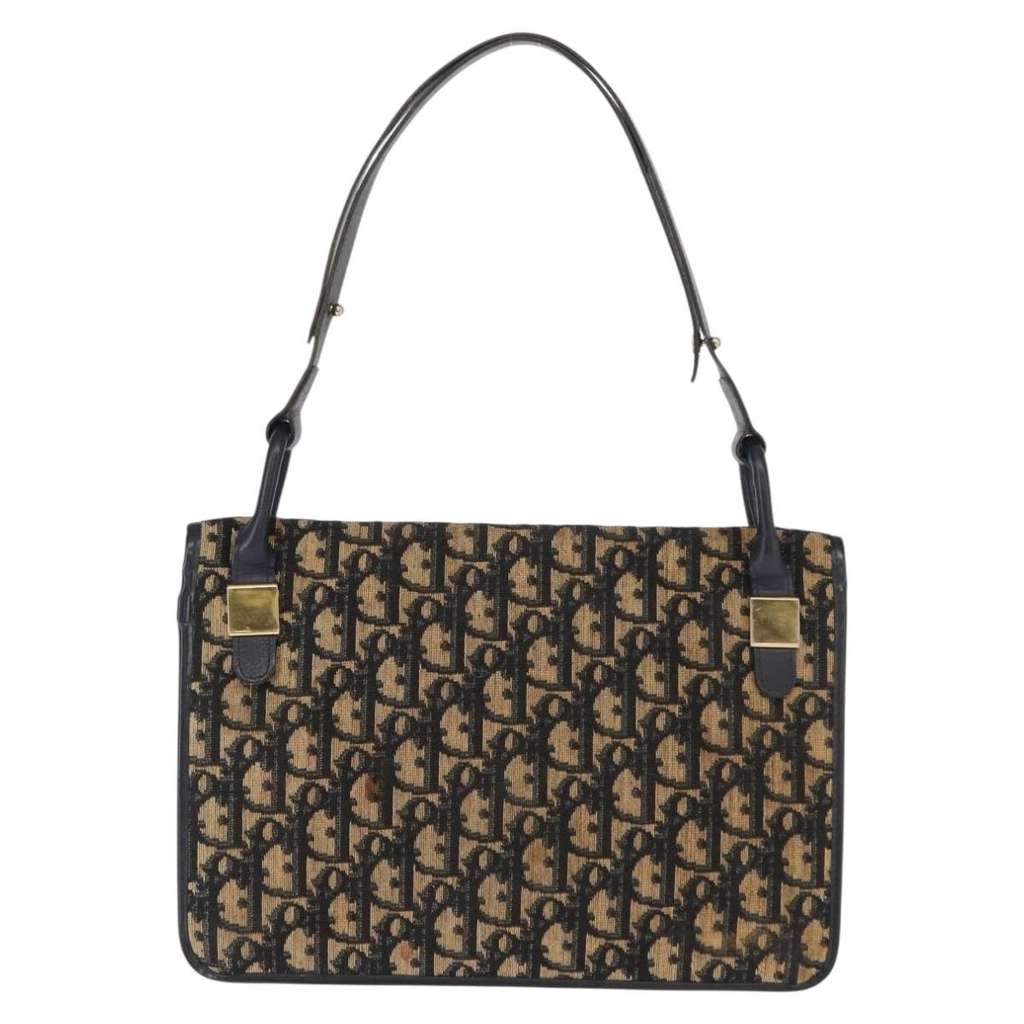 Christian Dior Vintage Trotter Shoulder Bag Navy Canvas Good condition - Back View