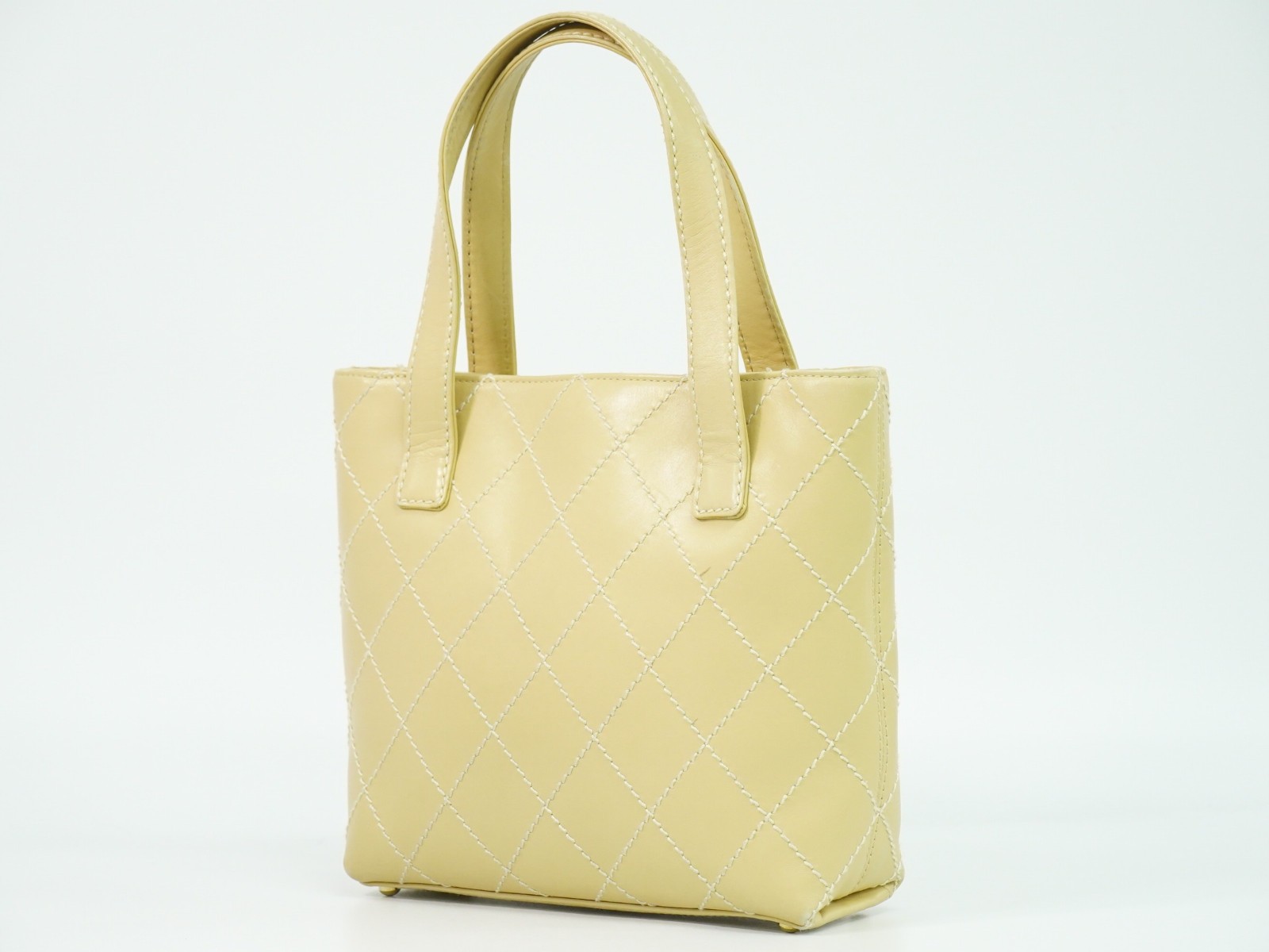 Chanel Surpique Tote Beige Leather Good condition - Back View