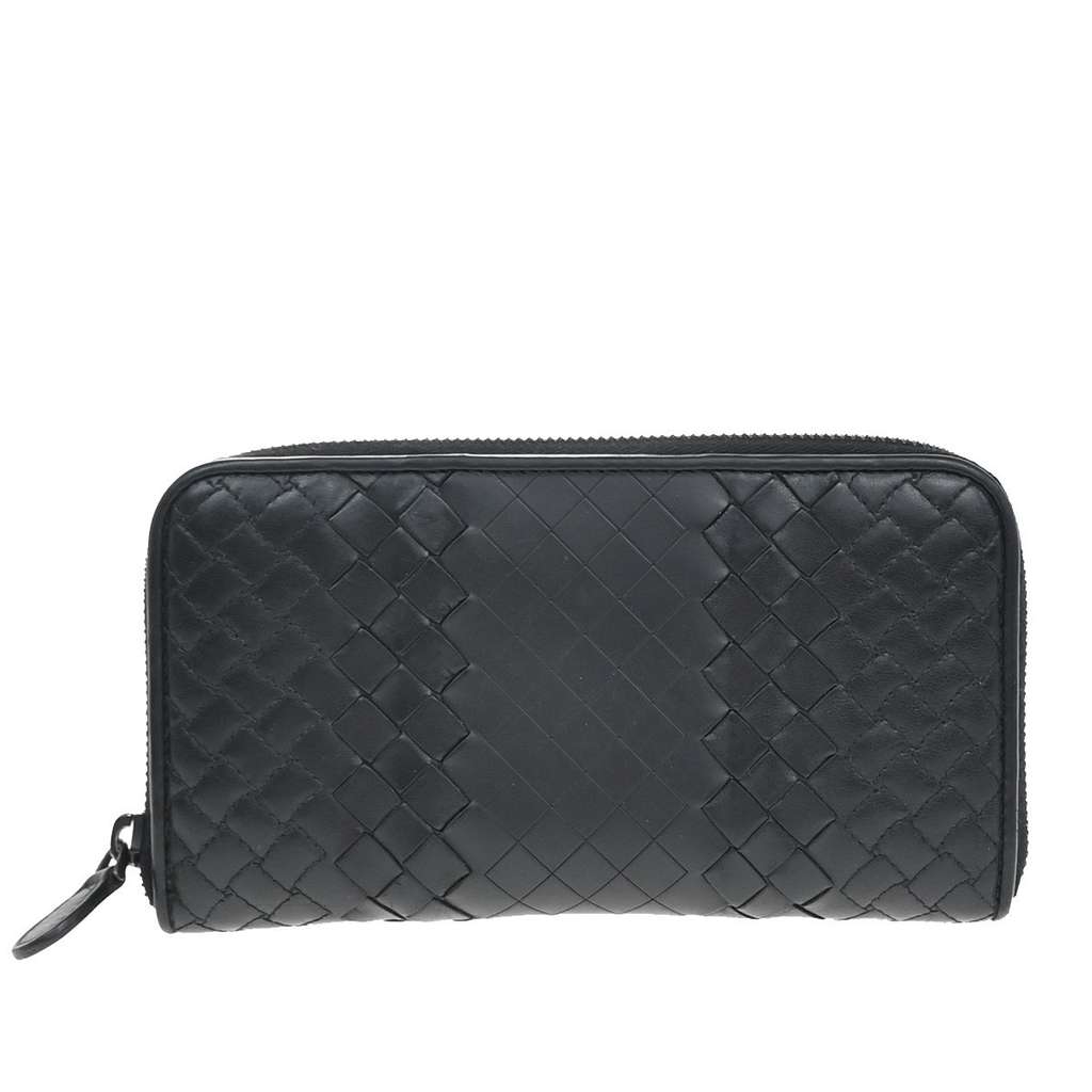 Bottega Veneta Intrecciato Long Zip  Wallet Black Leather Good condition - Back View
