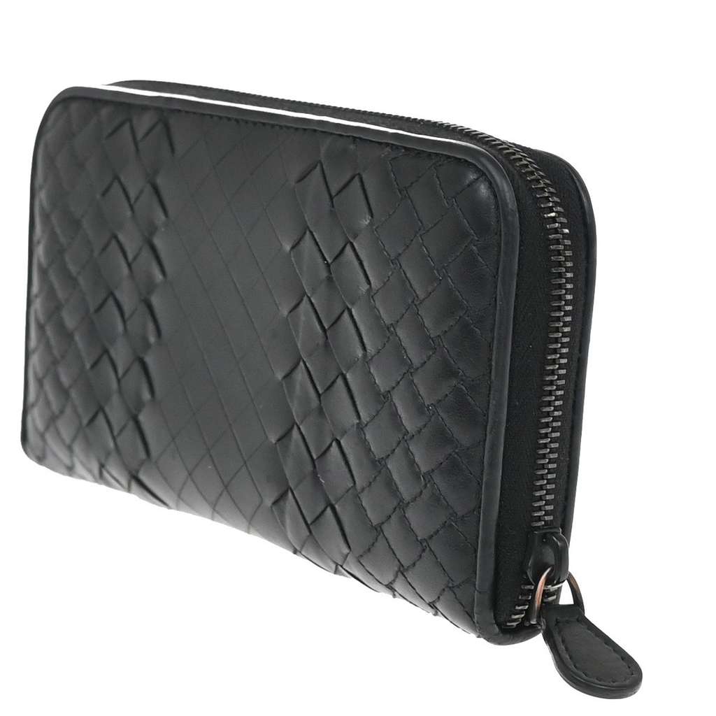 Bottega Veneta Intrecciato Long Zip  Wallet Black Leather Good condition - Model View