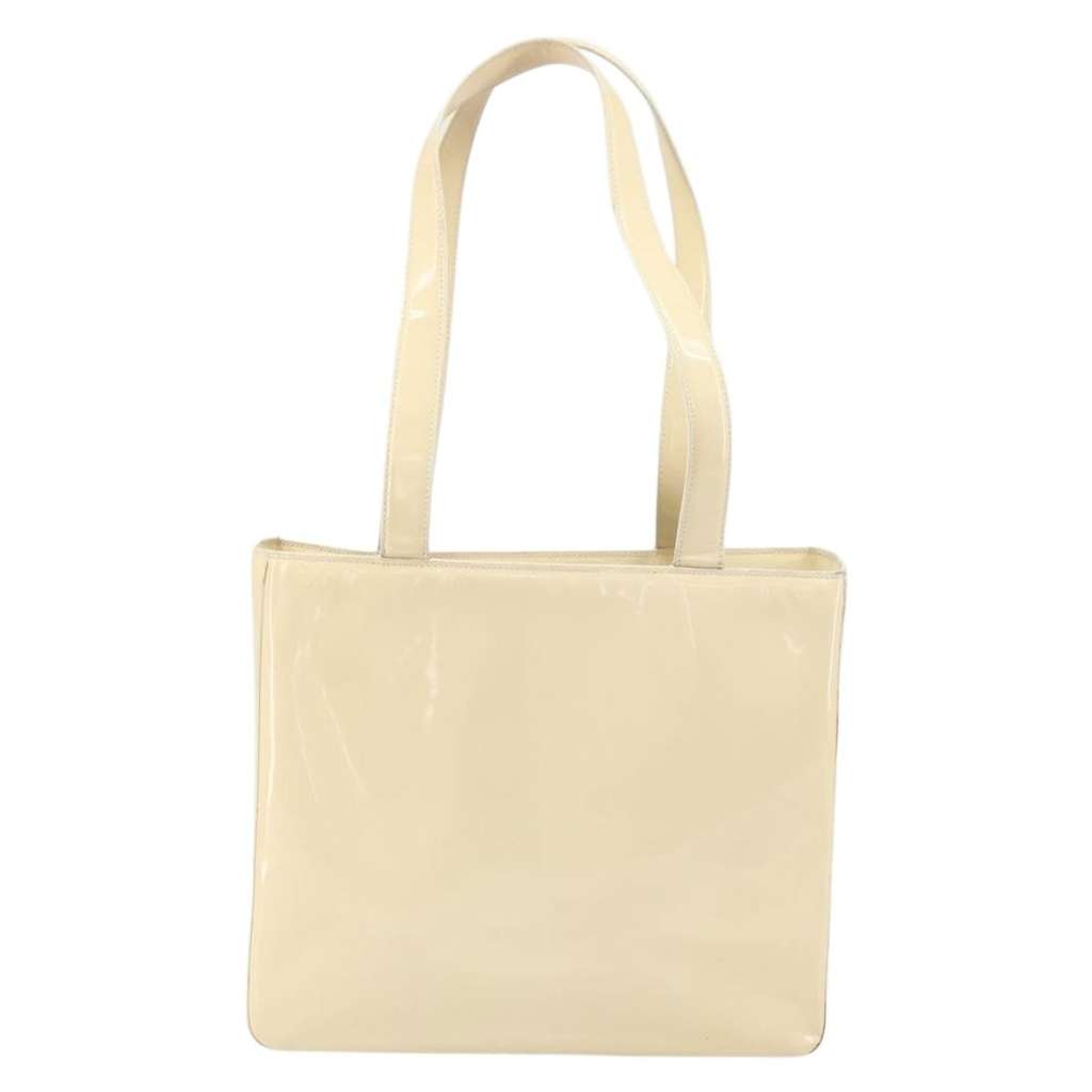 Chanel Vintage Embossed Logo Shoulder Bag Beige Fair condition - Back View