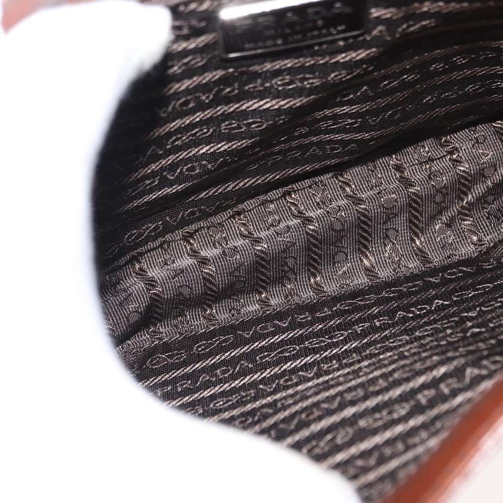 Prada Madras Handbag Brown Leather Fair condition - Box View