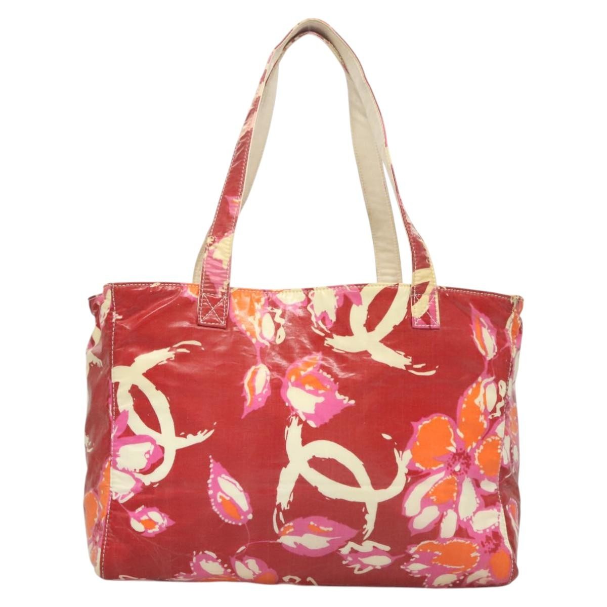 Chanel Vintage Floral Tote Red Good condition - Back View