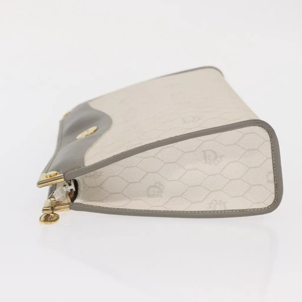 Dior Vintage Honeycomb Zip Pouch White Canvas Good - Model View