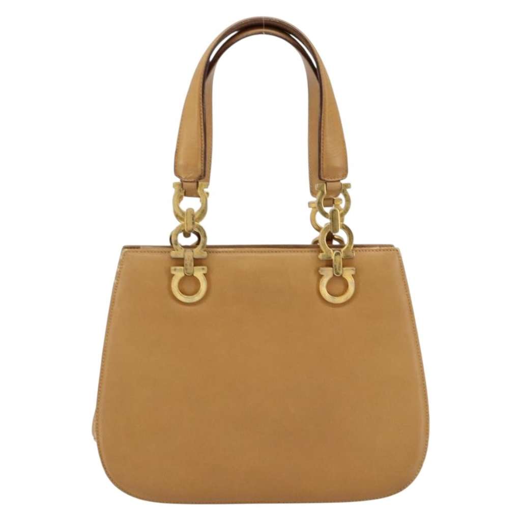 Salvatore Ferragamo Gancini handbag Beige Leather Good condition - Back View