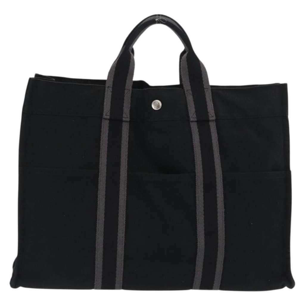 Hermès Fourre Tout Tote Black Canvas Fair condition - Back View