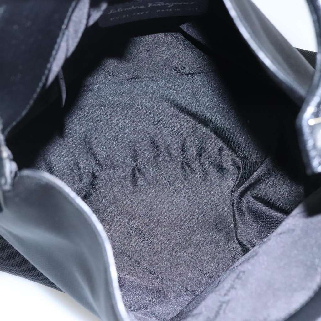 Salvatore Ferragamo Gancini handbag Black Canvas Good condition - Box View