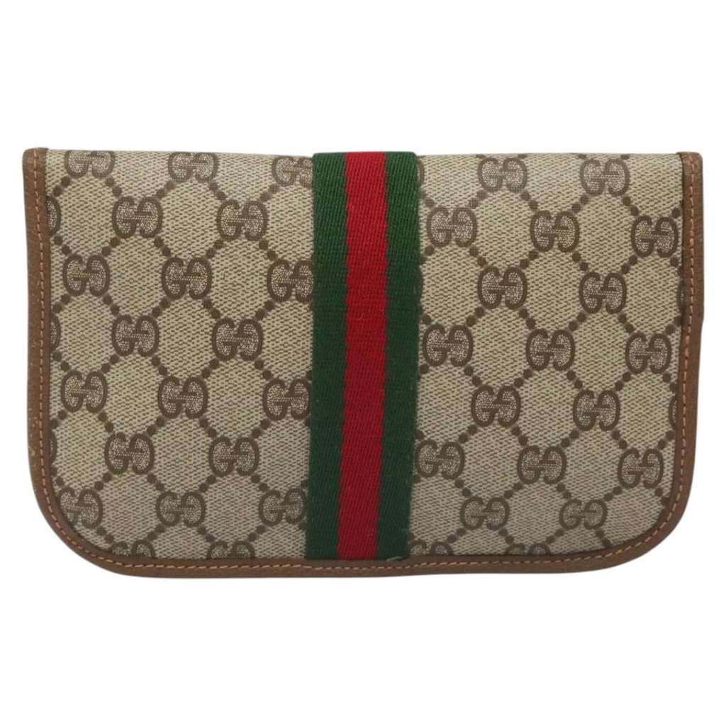 Gucci Ophidia Flap Clutch Beige Canvas Good condition - Back View