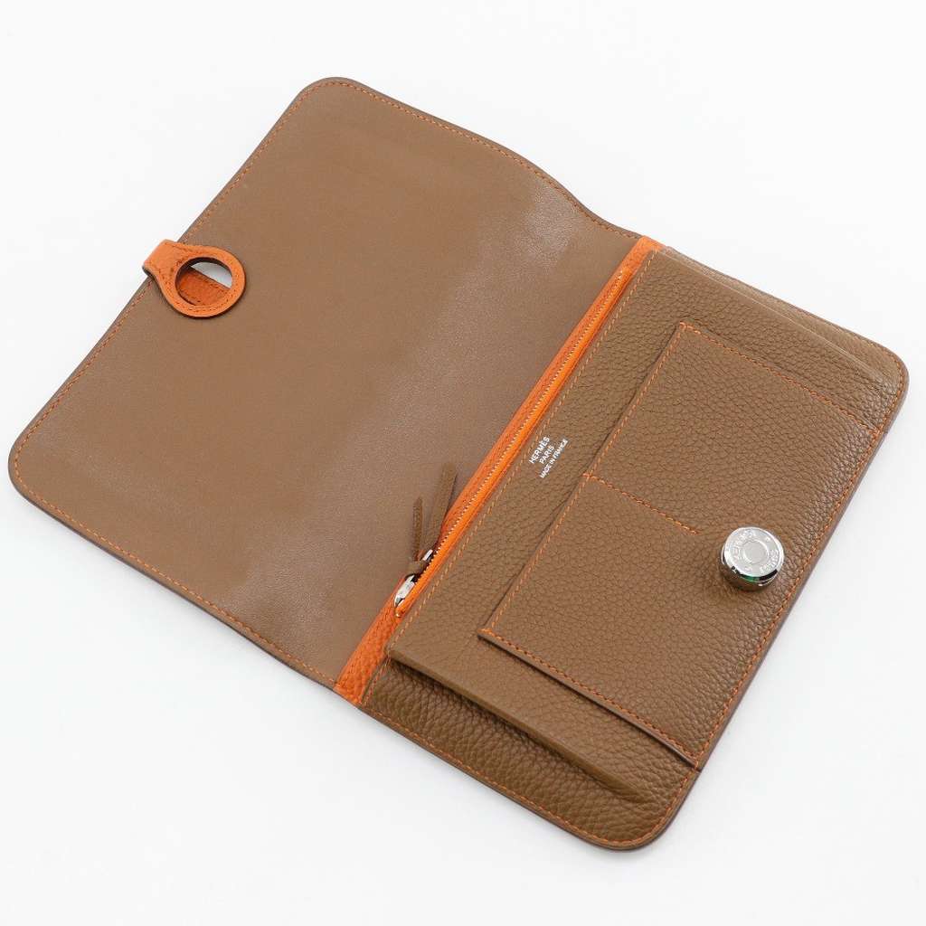 Hermès Dogon Duo Combined Wallet Brown Leather Good condition - Model View