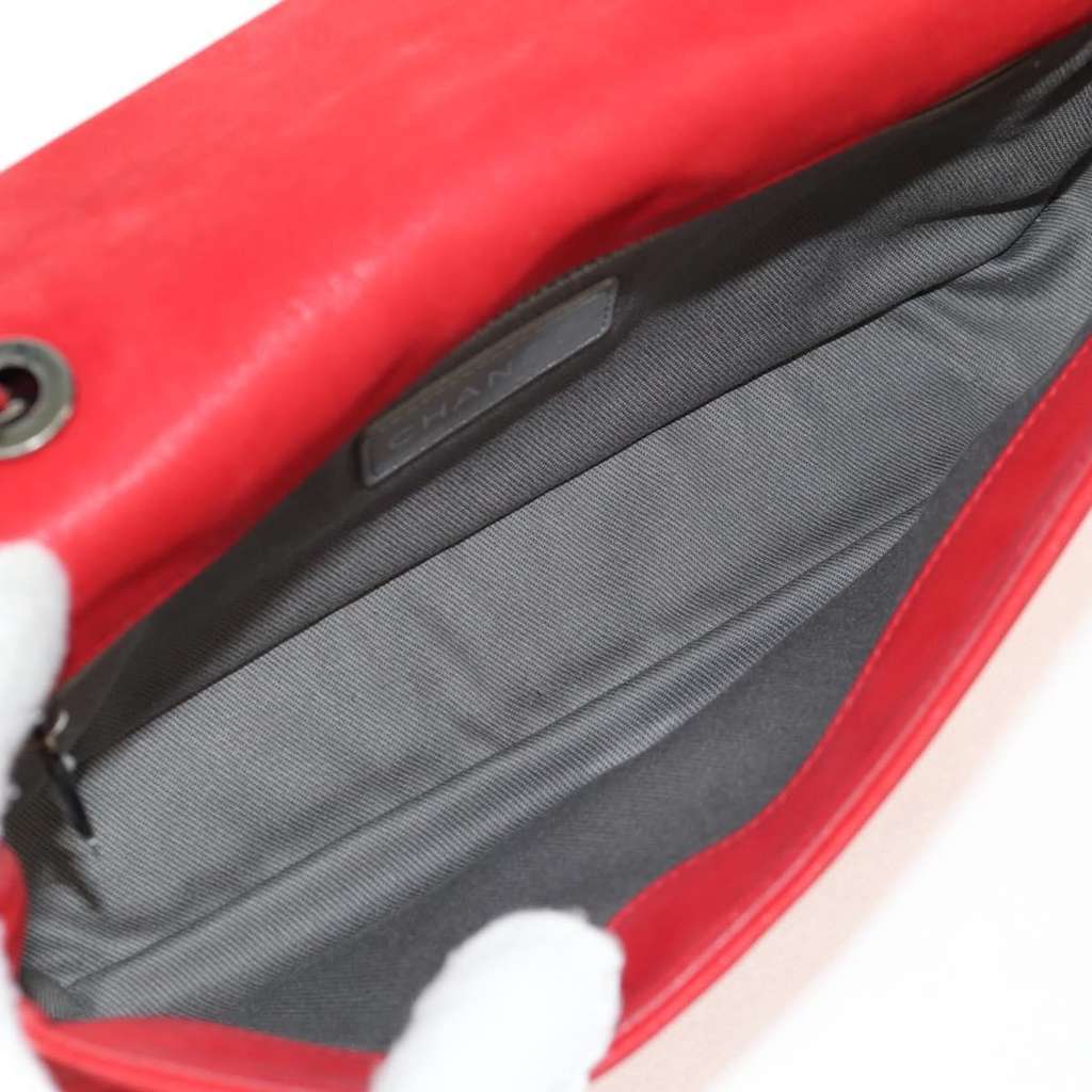 Chanel Diamond Stitch Chain Flap Bag Red Leather Good condition - Box View