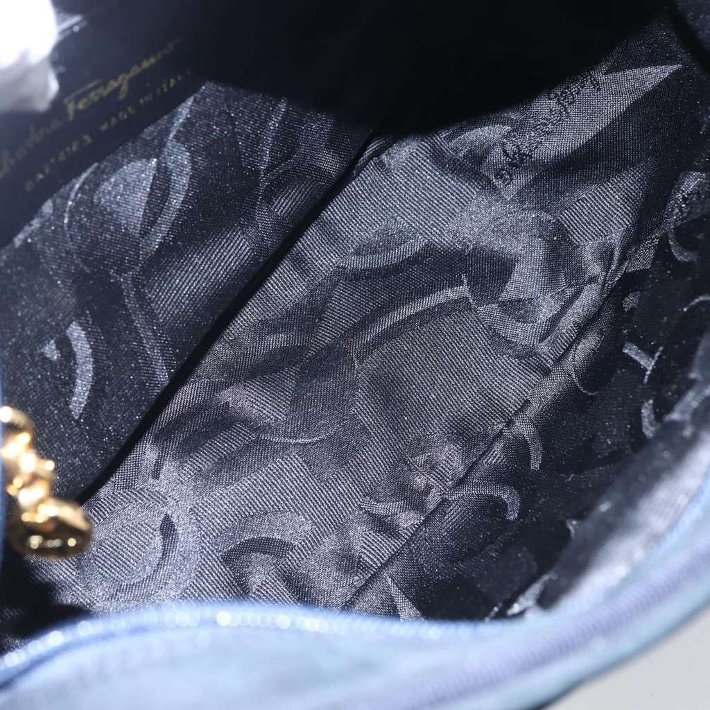 Salvatore Ferragamo Vala Shoulder Bag Navy Leather Good condition - Box View