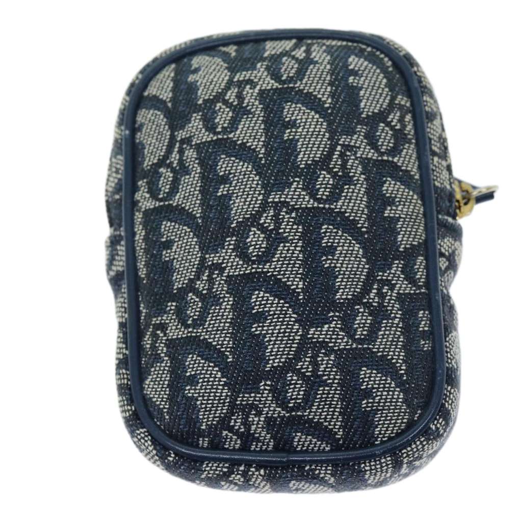 Christian Dior Vintage Trotter Pouch Navy Canvas Good condition - Back View