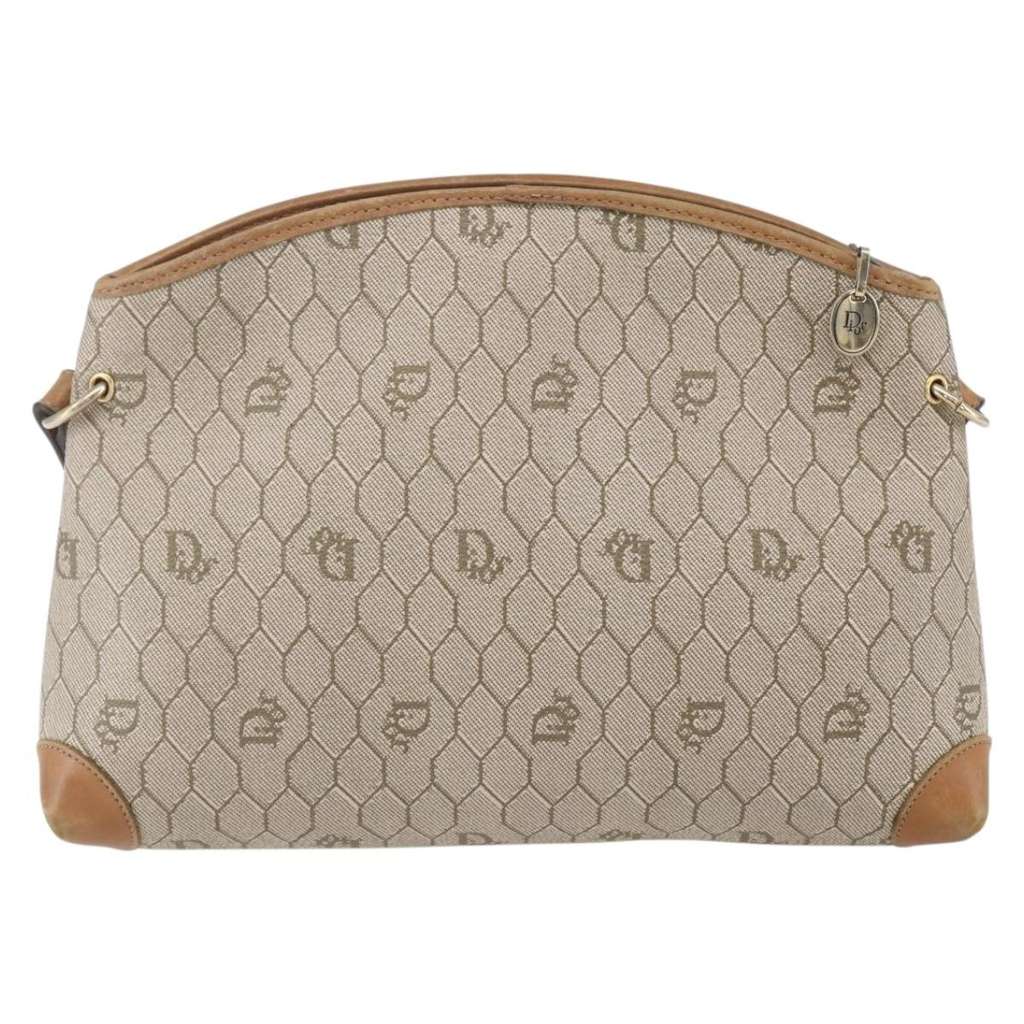 Christian Dior Vintage Honeycomb Shoulder Bag Beige Canvas Good condition - Back View