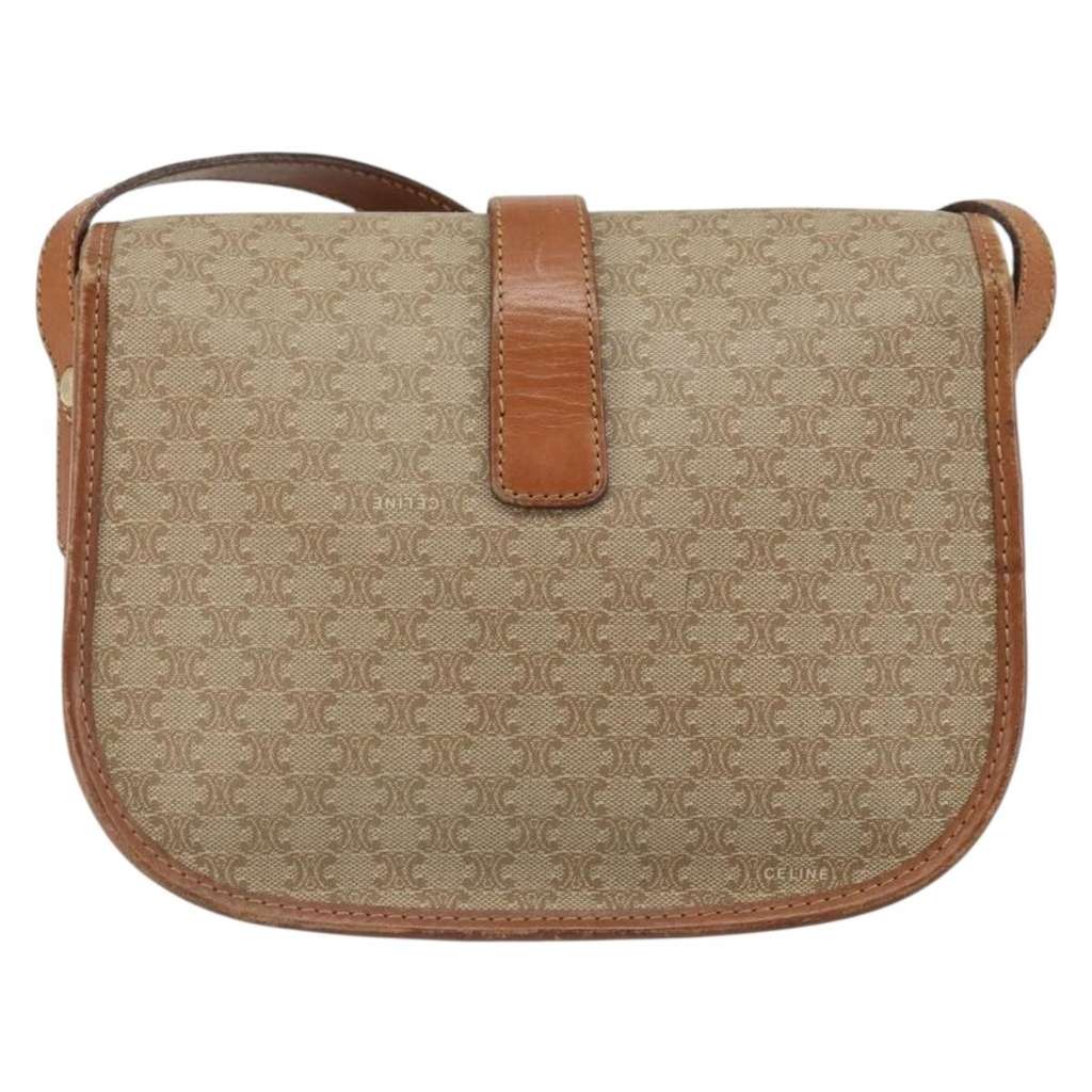 Celine Vintage Macadam Shoulder Bag Beige Canvas Good condition - Back View