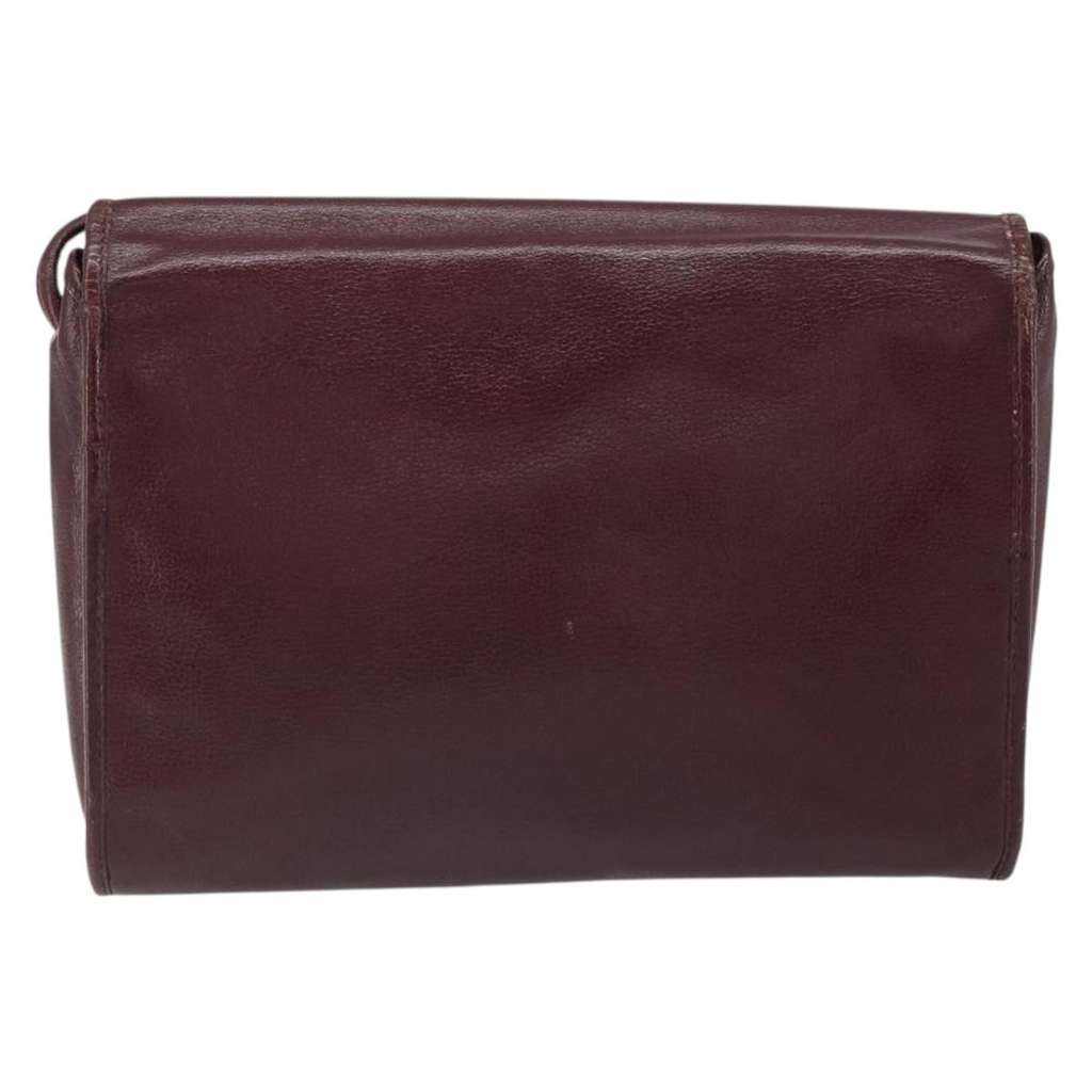 Christian Dior Flap Shoulder Bag Burgundy Leather Good condition - Back View
