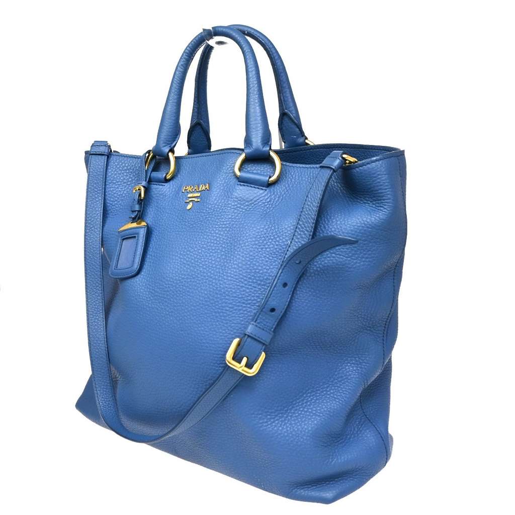 Prada Convertible Shopper Tote Blue Leather Good condition - Inside View