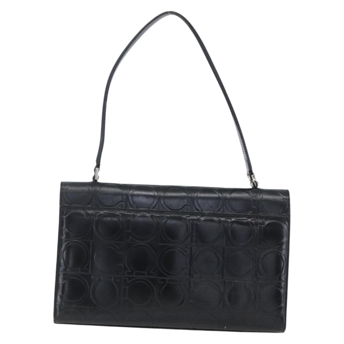 Salvatore Ferragamo Gancini handbag Black Leather Fair condition - Back View