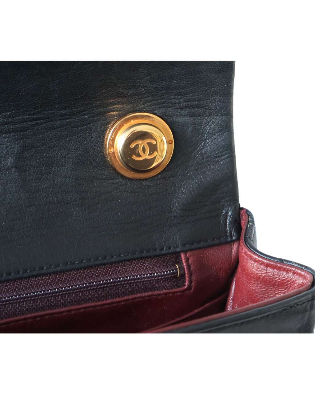 Chanel Vintage Classic Single Flap Bag Black Leather Good condition - Inside View