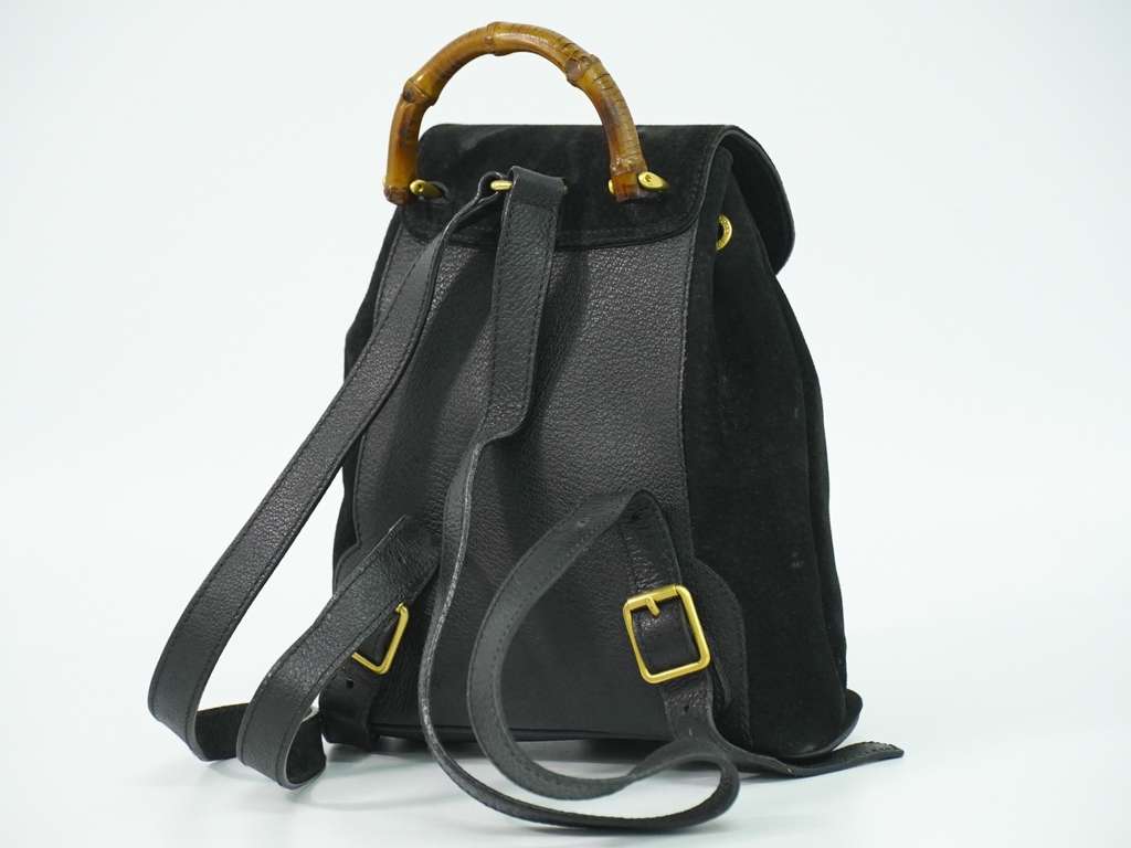 Gucci Gucci bamboo backpack Black Suede Fair condition - Inside View