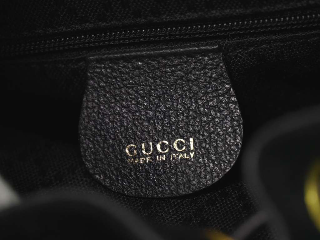 Gucci Gucci bamboo backpack Black Suede Fair condition - Box View