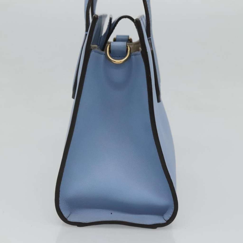 Gucci GG Ribbon Tote Blue Leather Good condition - Model View