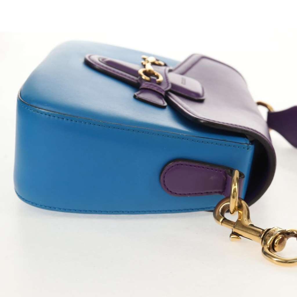 Gucci Lady Web Shoulder Bag Blue Leather Good condition - Model View