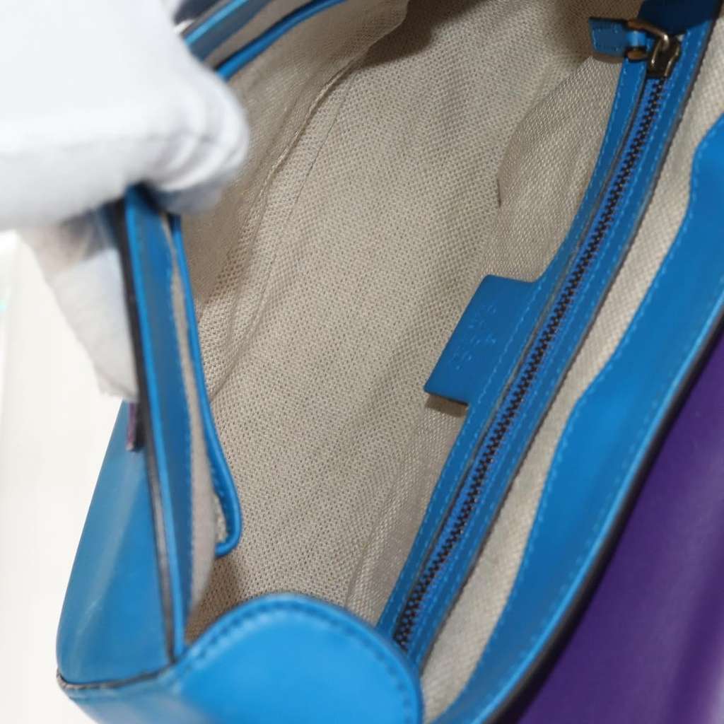 Gucci Lady Web Shoulder Bag Blue Leather Good condition - Box View