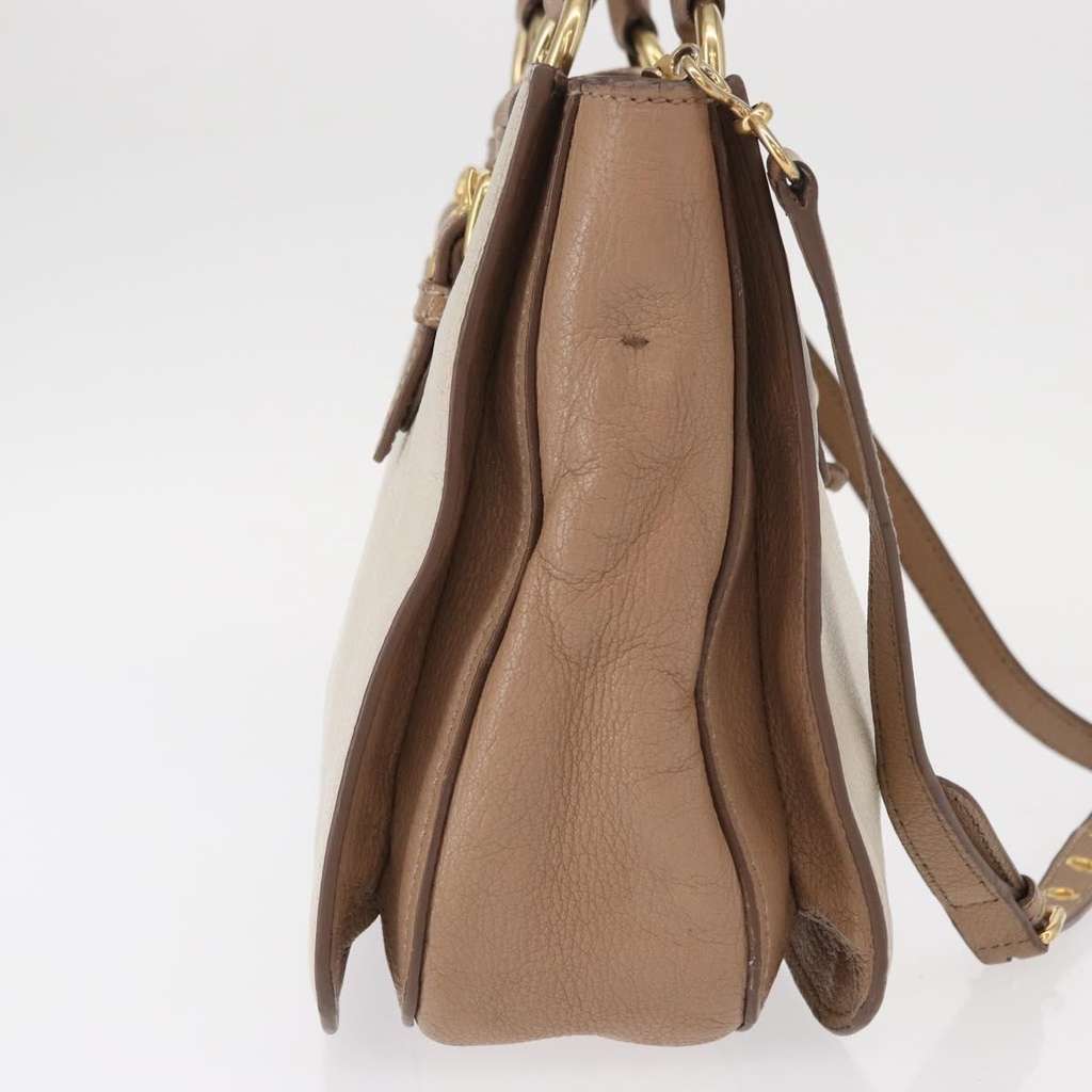 Miu Miu Madras Convertible Lock Tote Beige Leather Good condition - Model View