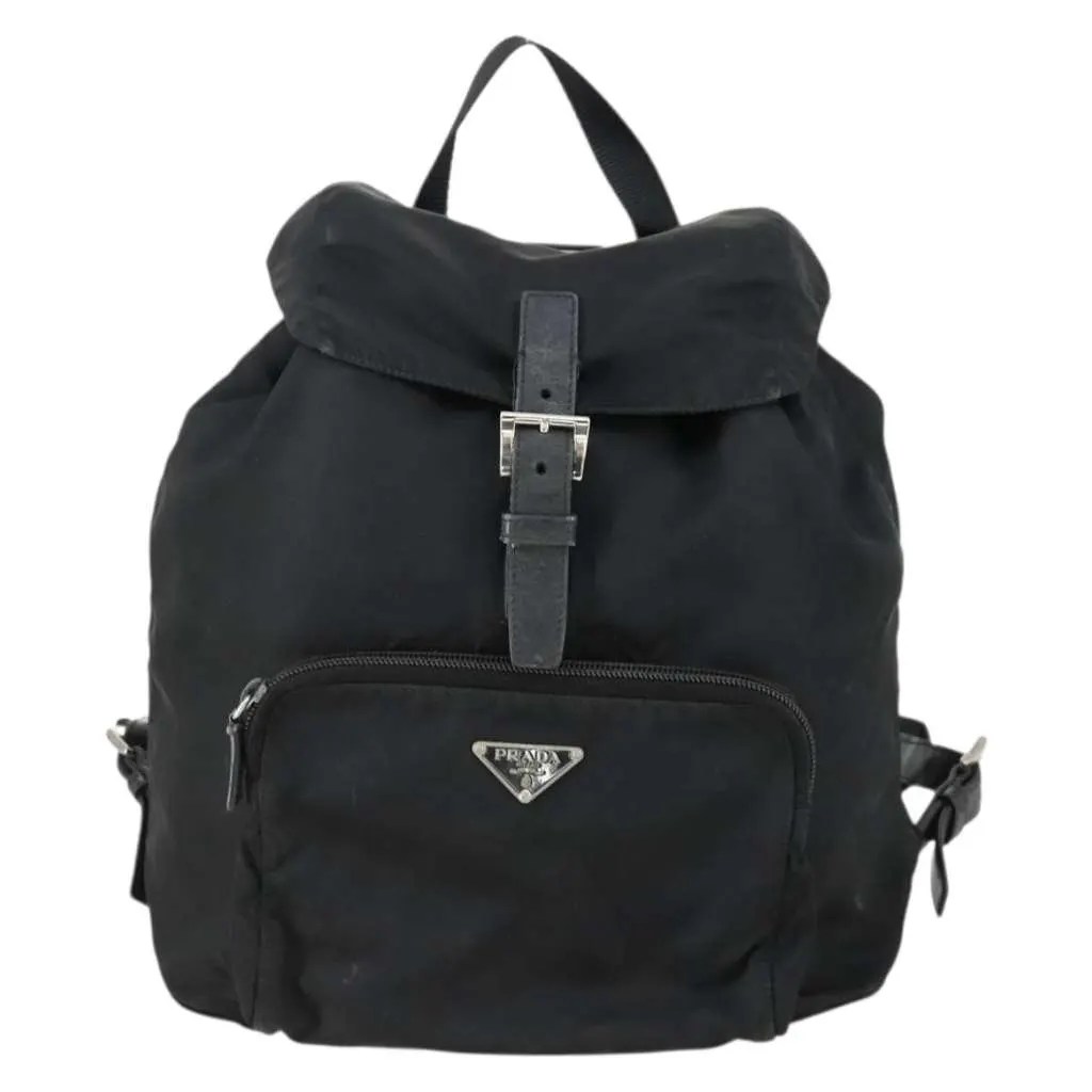Prada Front Pocket Backpack Black Fair - Front View