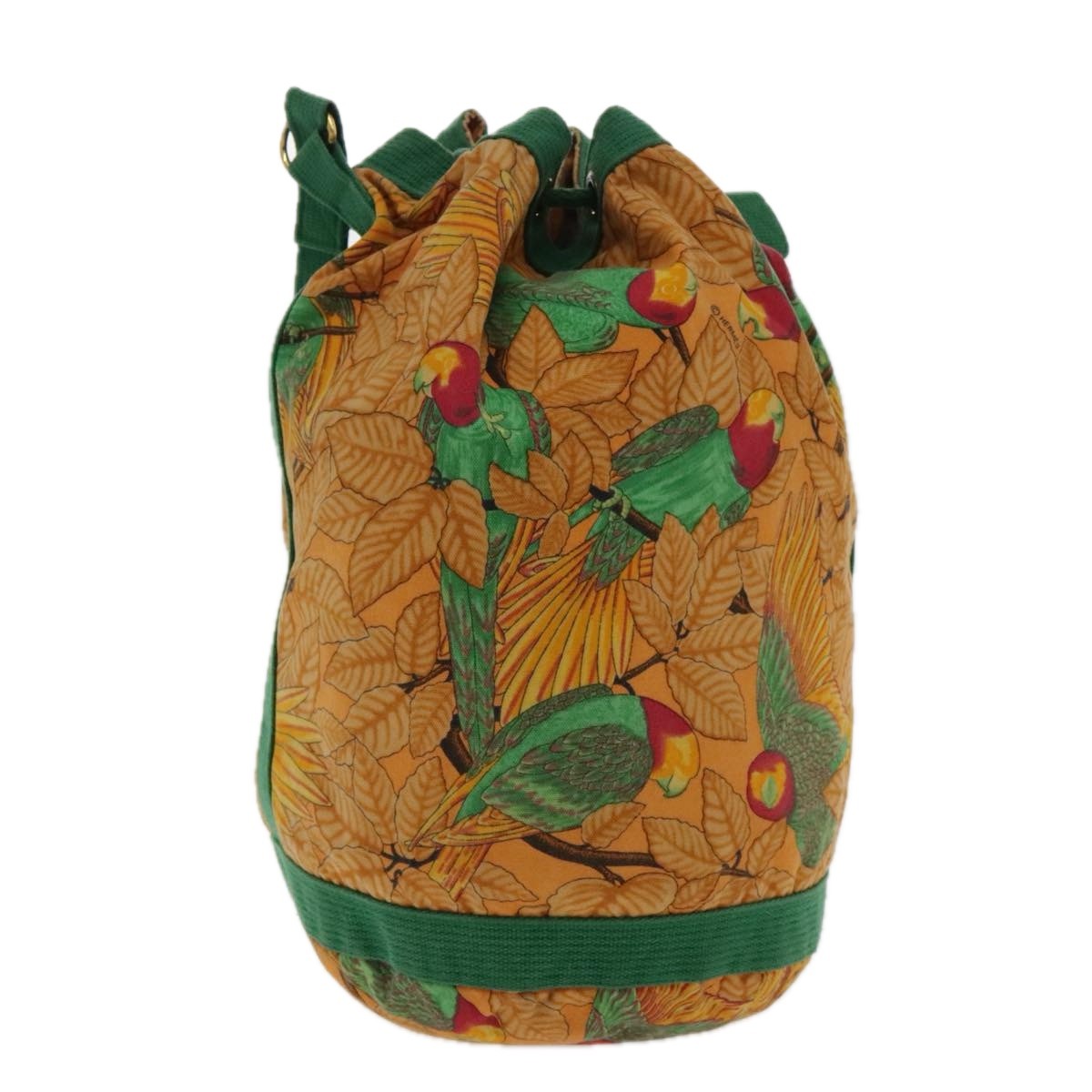 Hermès Vintage Drawstring Bucket Shoulder Bag Orange Canvas Good condition - Back View