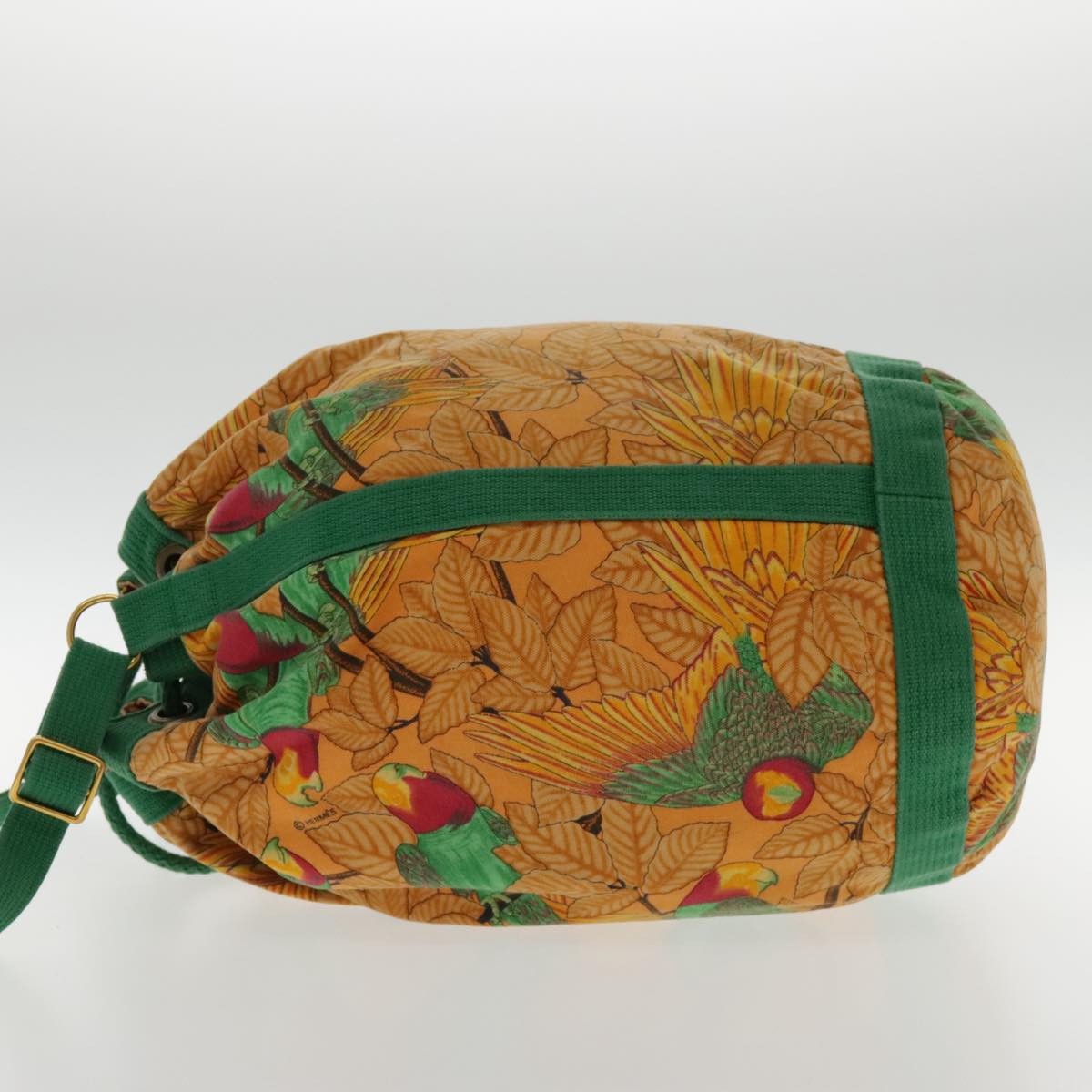 Hermès Vintage Drawstring Bucket Shoulder Bag Orange Canvas Good condition - Inside View