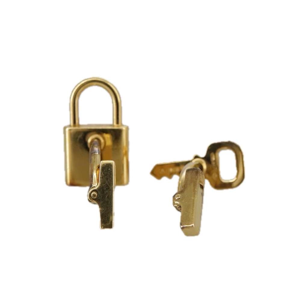 Louis Vuitton Padlock and Key Logo Cufflinks Gold Silver Good condition - Back View