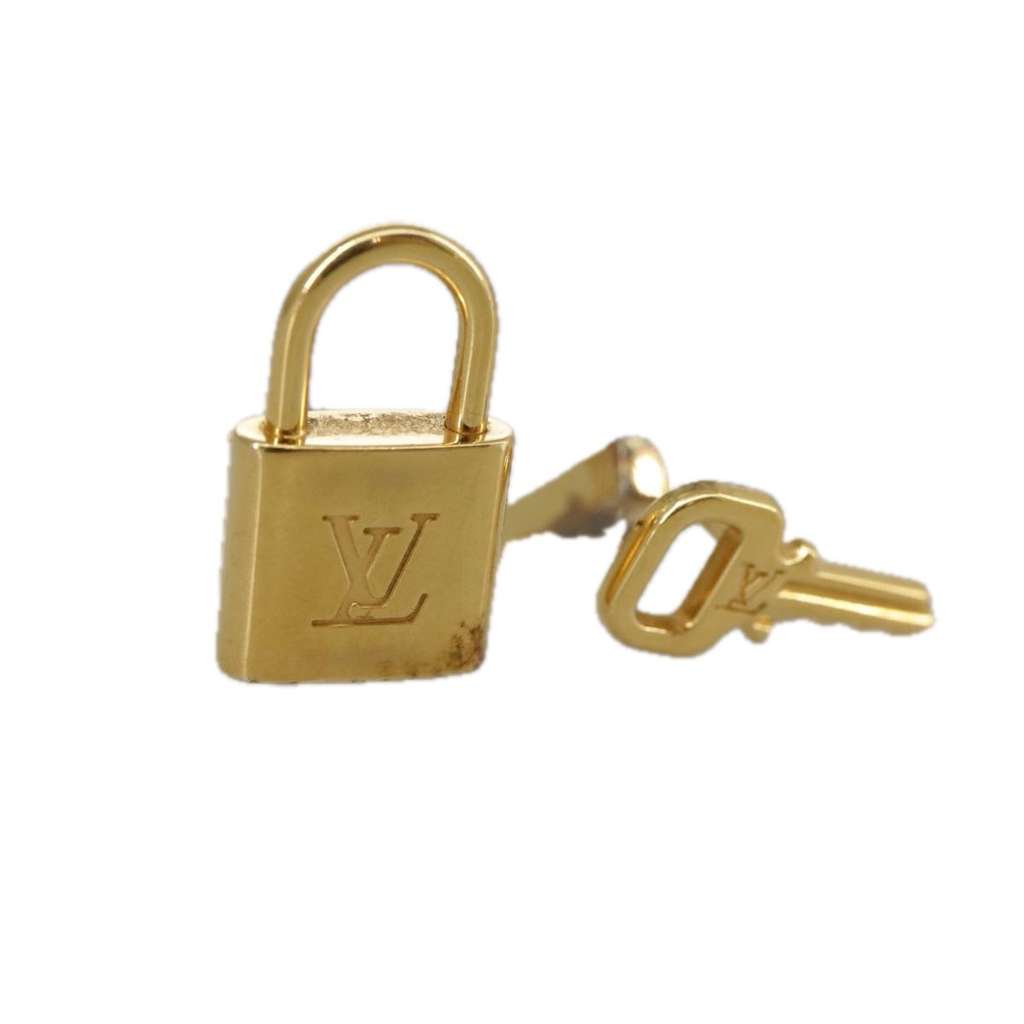 Louis Vuitton Padlock and Key Logo Cufflinks Gold Silver Good condition - Box View
