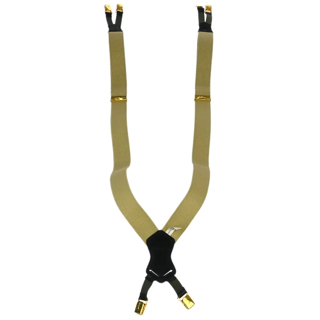 Chanel Logo Suspenders Beige Canvas Good - Back View