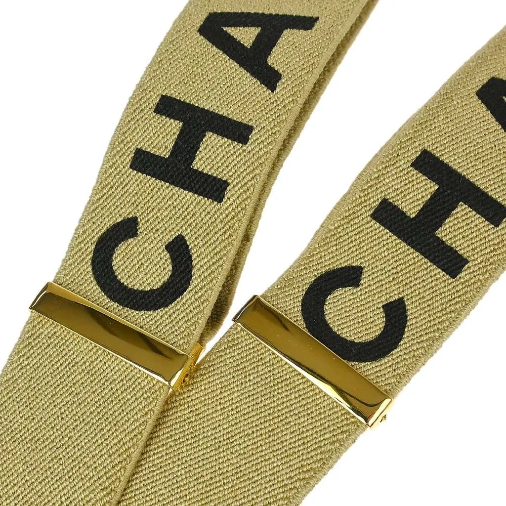 Chanel Logo Suspenders Beige Canvas Good - Inside View