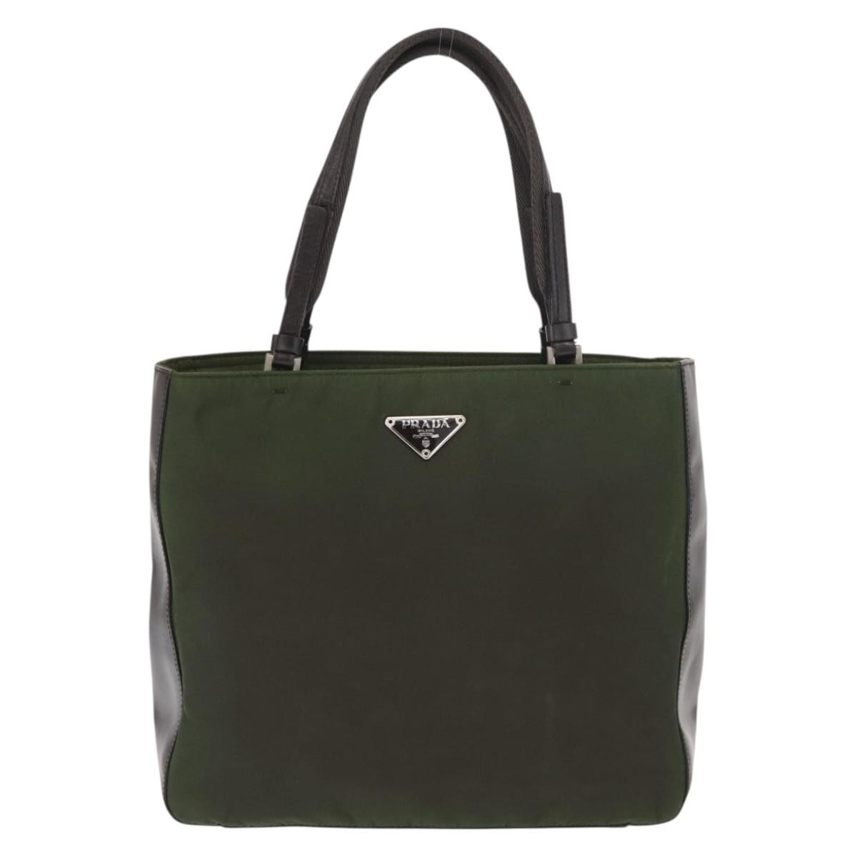 Prada Logo Shopping Tote Khaki Good condition - Back View