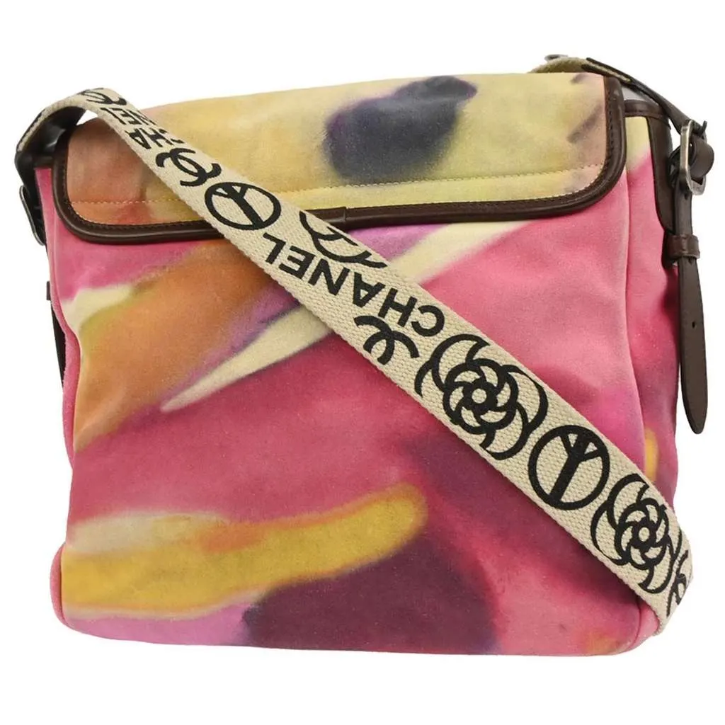 Chanel Flower Power Messenger Bag Camel Suede Good - Back View