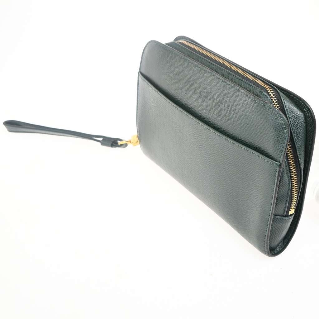 Louis Vuitton Pochette Baikal Clutch Green Leather Good condition - Model View