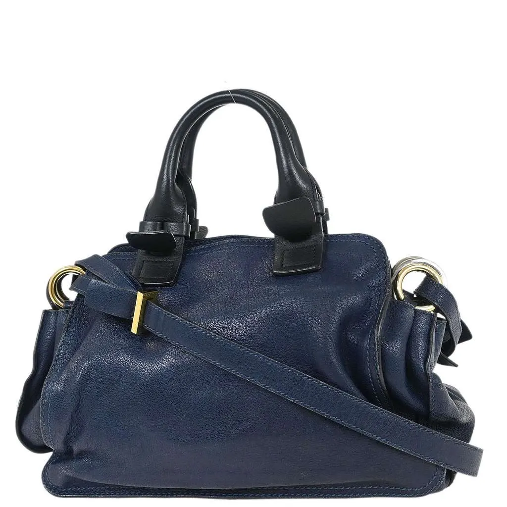 Chloe Fynn Handbag Navy Leather Good - Front View