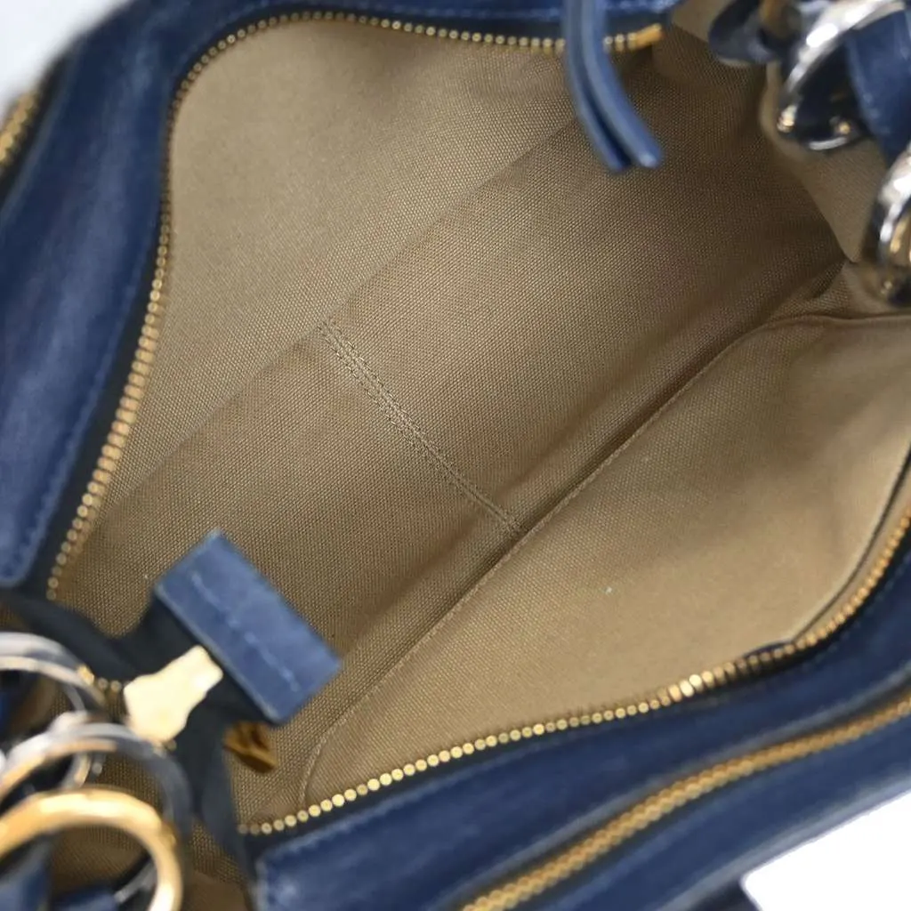 Chloe Fynn Handbag Navy Leather Good - Inside View