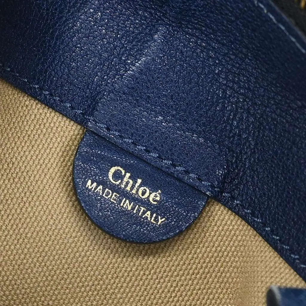Chloe Fynn Handbag Navy Leather Good - Model View